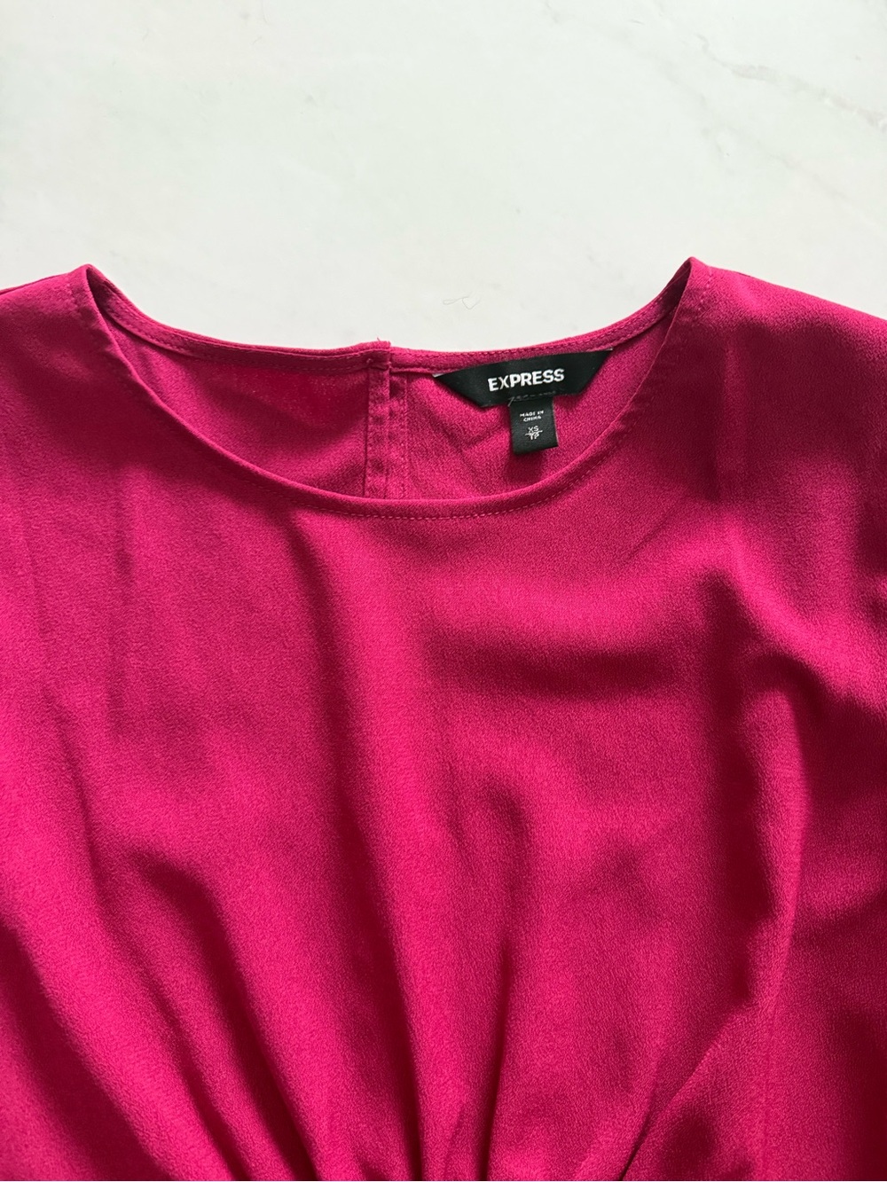 Express Puff Sleeve Raspberry Peplum Blouse - Picture 2 of 3
